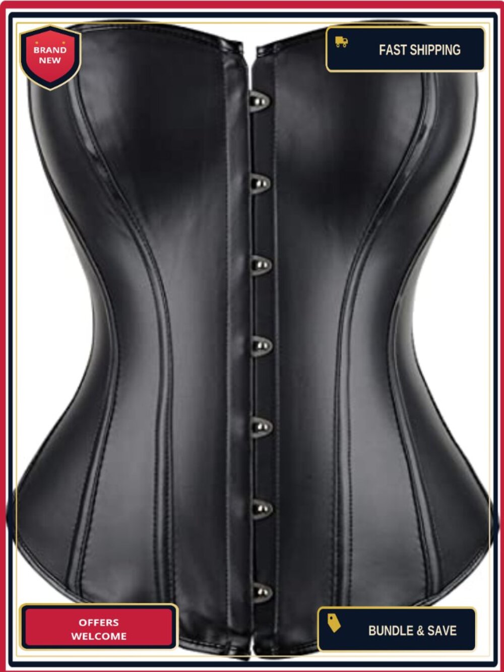 Steampunk Gothic Faux Leather Lace Up Boned Corset Bustier